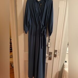 Adrianna Papell Long Sleeve Blue Jumpsuit